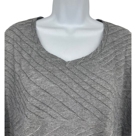 Chico's Womens Gray Textured Knit Tunic Top With Elbow Sleeves Size 3 US XL - Picture 2 of 8